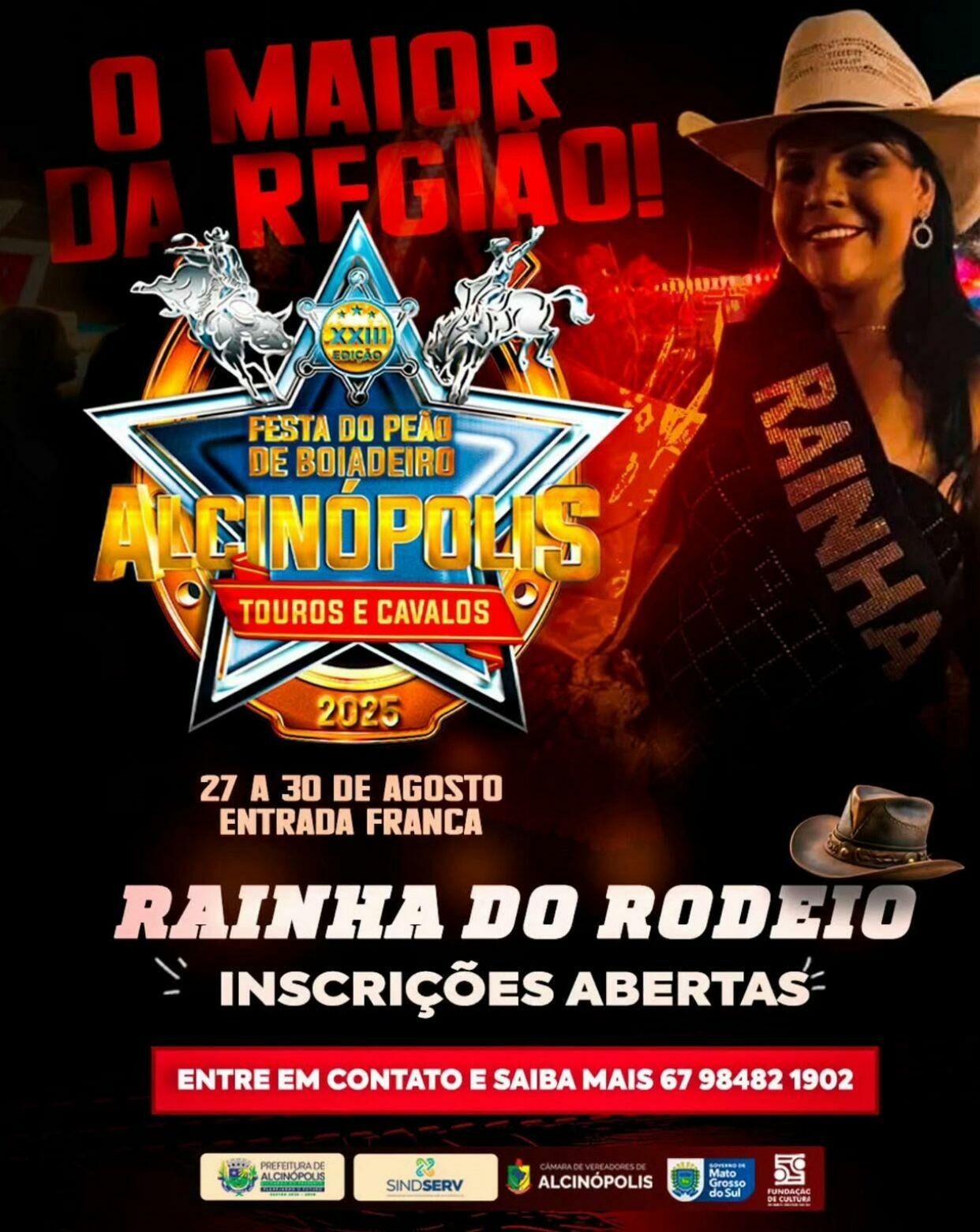 Imagem de compartilhamento para o artigo Alcinópolis abre inscrições para Rainha do Rodeio em sua 23ª Festa do Peão da MS Todo dia